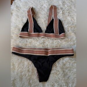 Acacia Swimwear Black and Tan Bikini